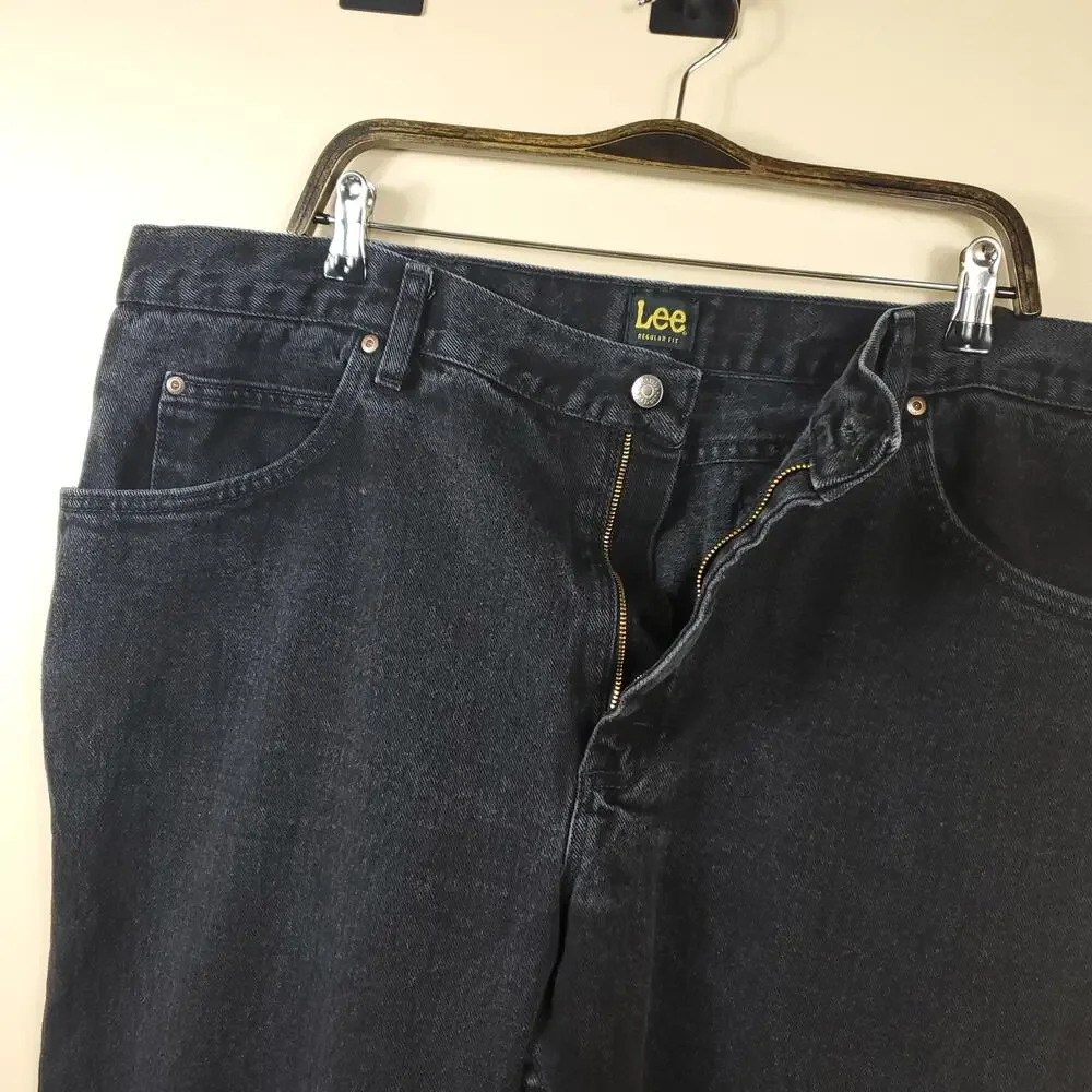 LEE Black Wash Relaxed Fit Straight Leg Jeans Size 44x30